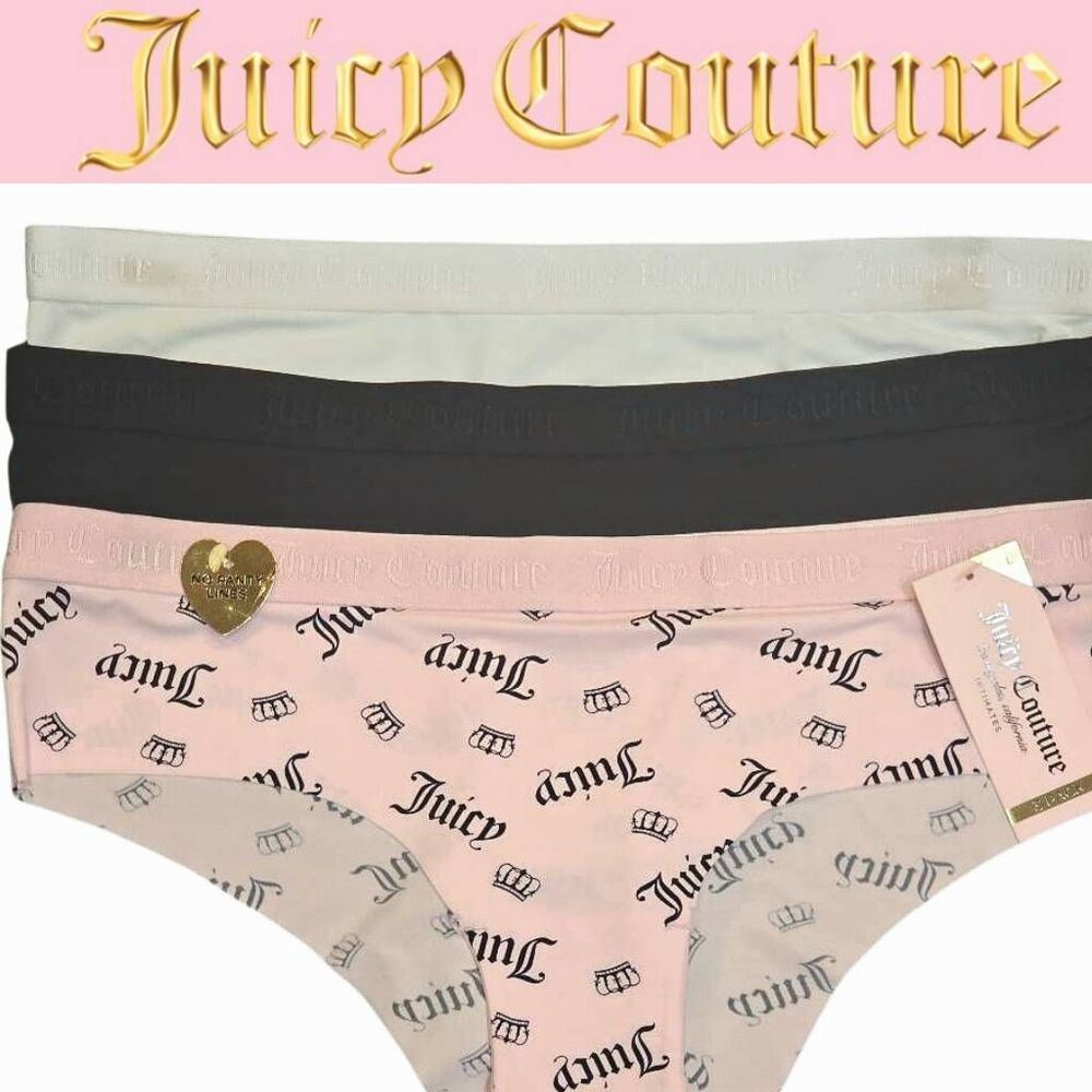 Juicy Couture 3-Pack Seamless Logo Crown/Solid Hip Huggers